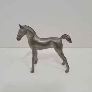 Cast Silver Tone 3" Metal Horse Colt Foal Pony Figurine Sculpture Shelf Sitter